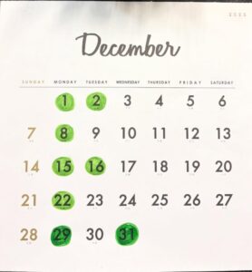 12月の営業カレンダー