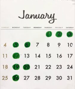 1月の営業カレンダー